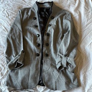 Gray and black suit jacket